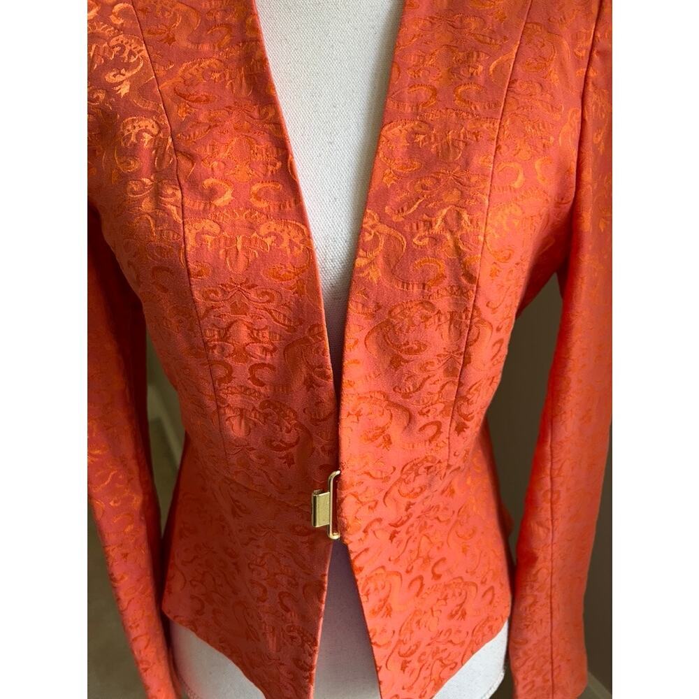 Venus jacquard orange blazer jacket size 4 - Picture 3 of 5